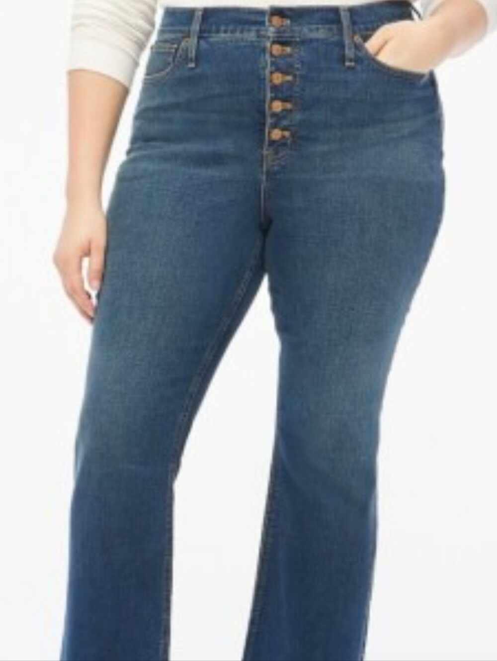 J. Crew Mid-Rise Flare Crop Button-Fly Jeans Size 35 Blue Wash Denim Like New
